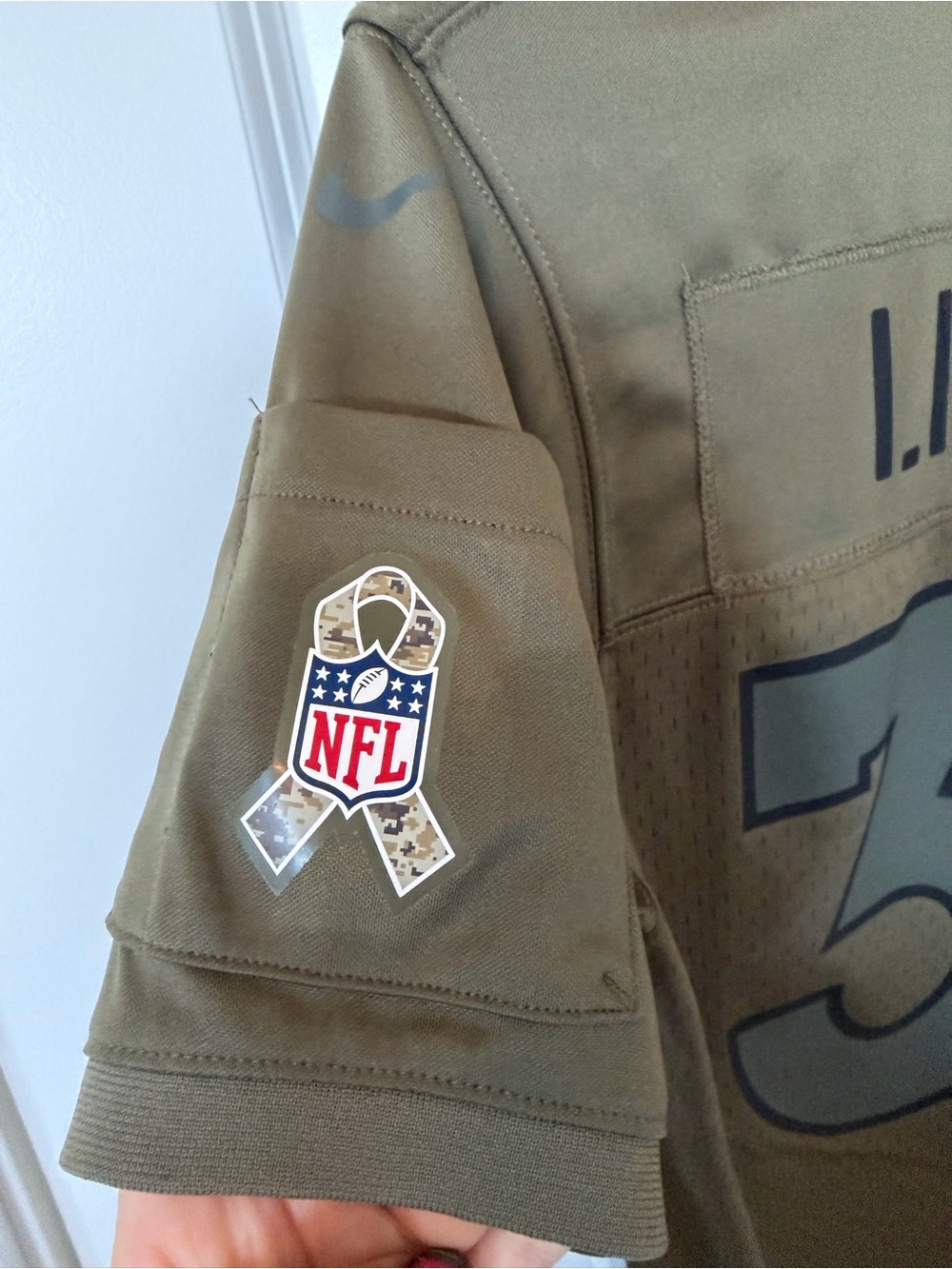NFL Kids Olive Green #30 Football Jersey with Broncos Patch - Picture 4 of 6